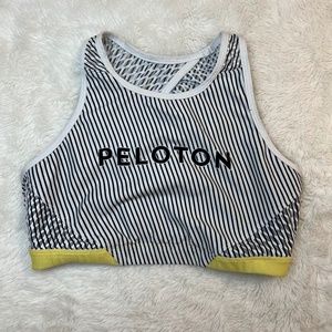 Peloton With Wear it to heart, Medium Yellow, white, black, Sports Bra